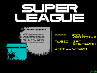 Football Director 2 Player Super League Records File title screen for ZX Spectrum